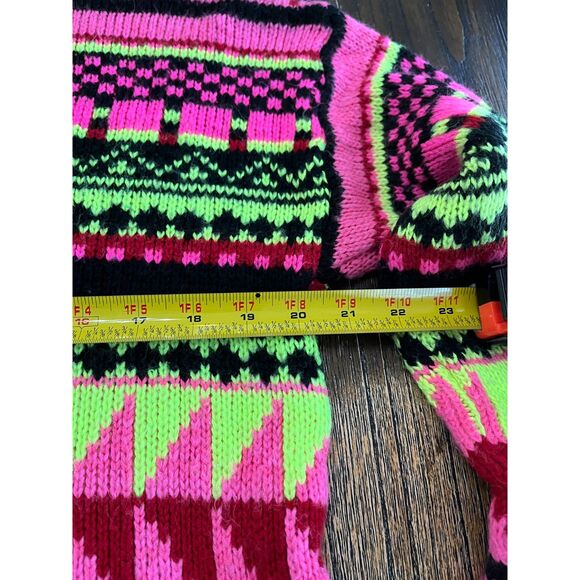 ASOS DESIGN High Neck Sweater Multi Geo Pattern Size 4 Bright Neon - Picture 8 of 9